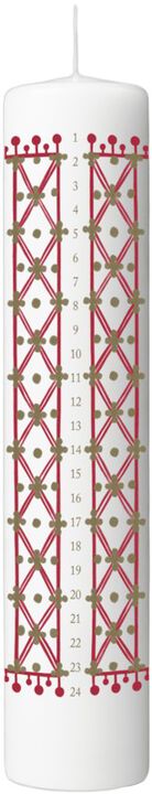 Eva Kalenderlys 2025 Ø5 cm hvid m. deko