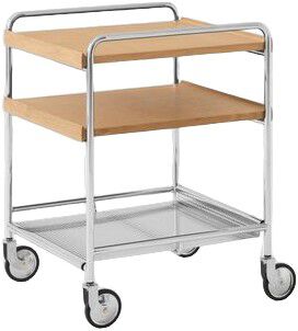Alima Trolley NDS2 W42 D42 H54 cm Chrome Lacquered oak tray