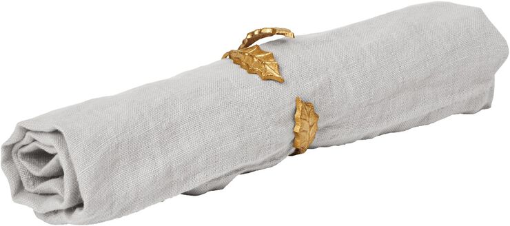 Holly Leaf Napkin Rings - Set of 4 - Brass