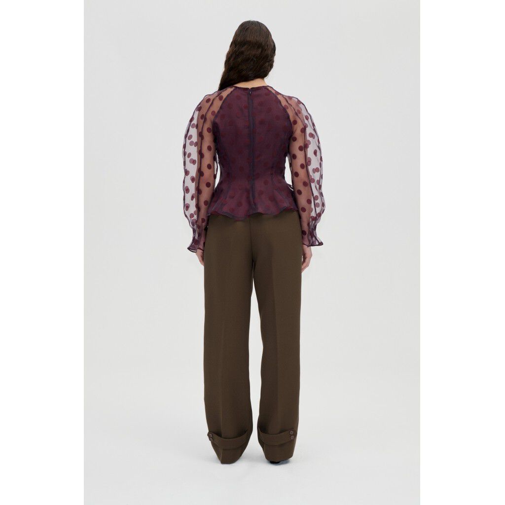 2069 Organza, Sheer Peplum Top