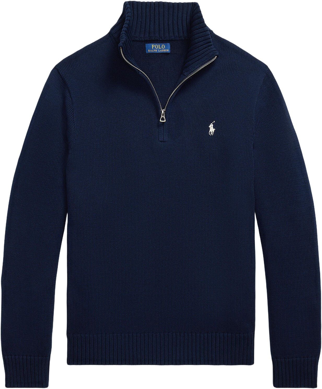 Cotton Quarter-Zip Mockneck Sweater