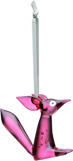 Vulpes orament siddende 80mm kirsebærrød