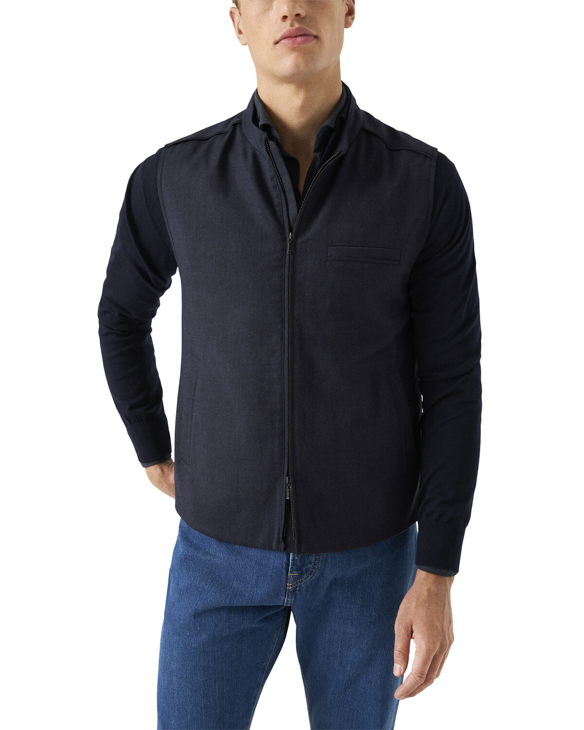 Navy Blue Wool Flannel Vest