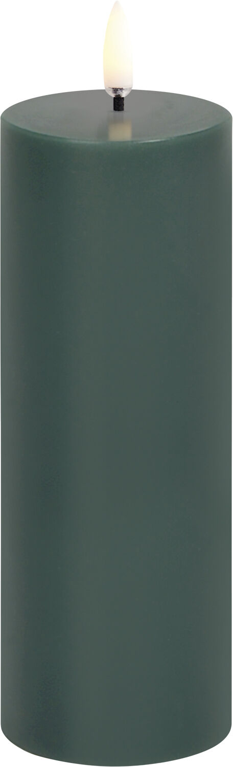 LED pillar candle, Pine green, Smooth, 5,8x15,2 cm
