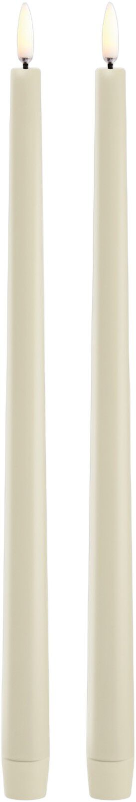 LED slim taper candle, Oyster Grey, Smooth, 2-pack, 2,3x32 cm