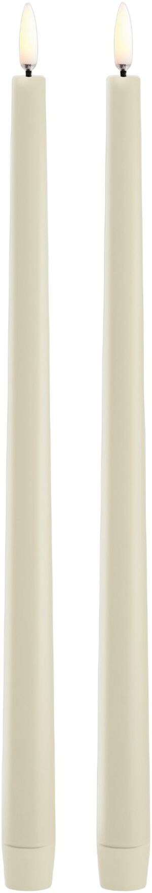 LED slim taper candle, Oyster Grey, Smooth, 2-pack, 2,3x32 cm