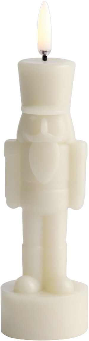 LED candle, Nutcracker, Oyster grey, Smooth, 6x16,5 cm