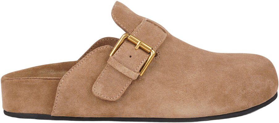 KAMAKURA - SILK COW SUEDE MULES WITH BUCKLE