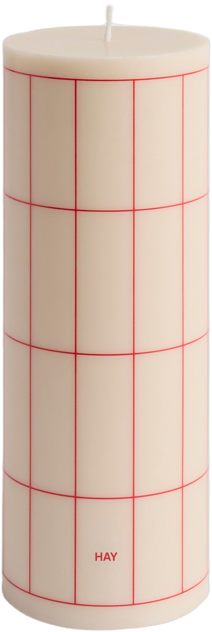 Column Candle-Large-Off-white with red grid check