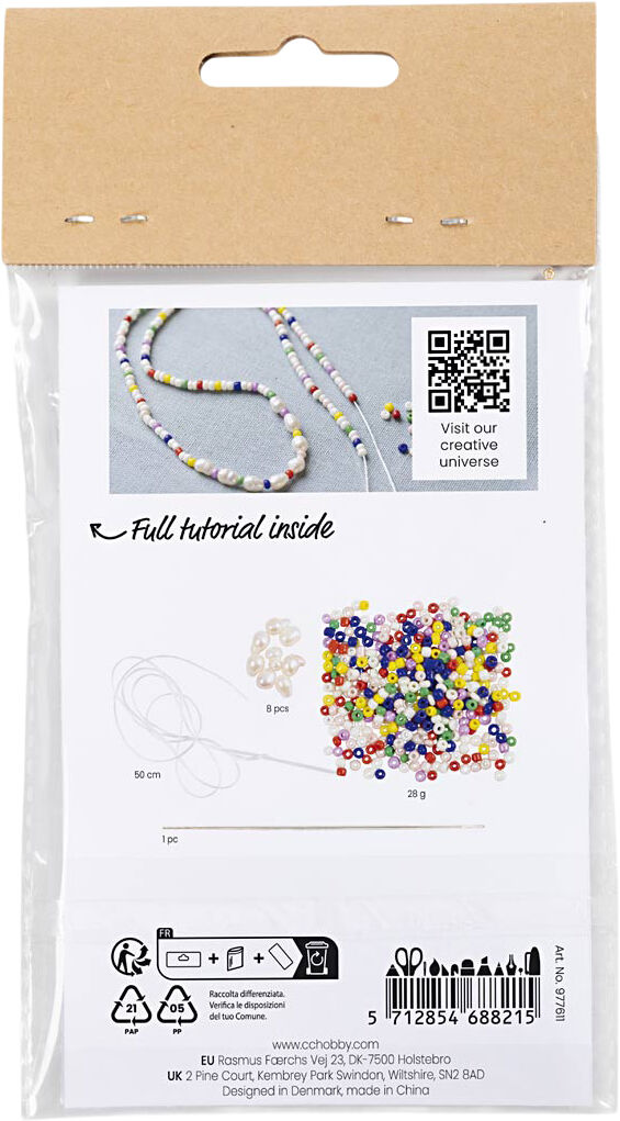 Mini DIY Kit Smykker, Halsk&aelig;der med ferskvandsperler