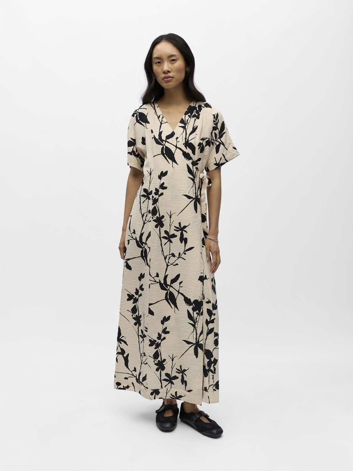 Objjacira S/S Re Long Wrap Dress Noos