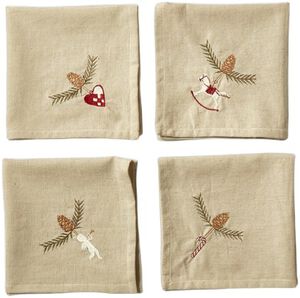 Mundserviet jul s/4 40x40cm hør/bom