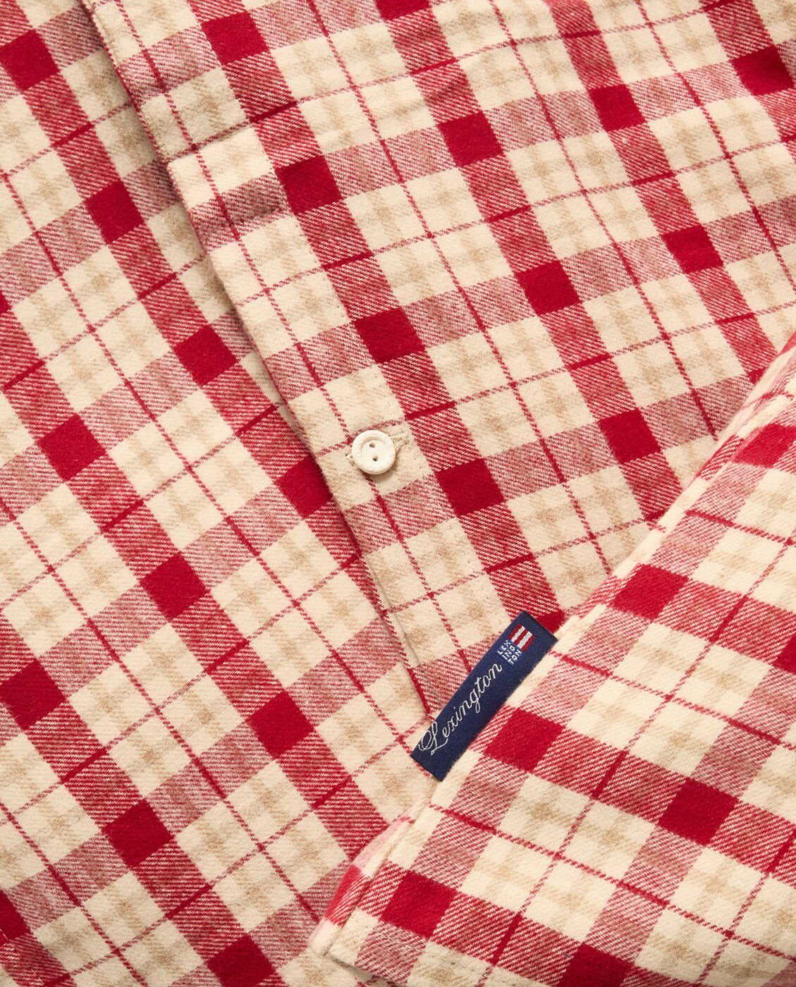 RedBeige Checked Cotton Flannel Bed Set