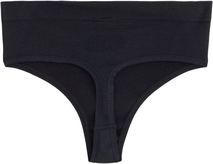 Ribbede stringtruser uten sømmer med høy midje