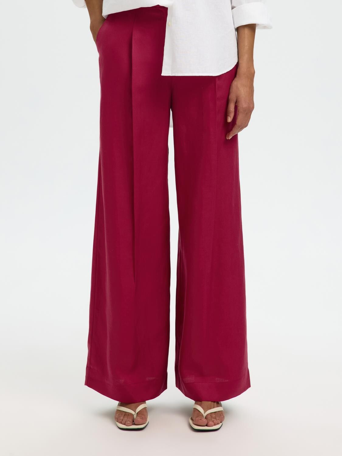 Slflyra Hw Wide Linen Blend Pant Noos