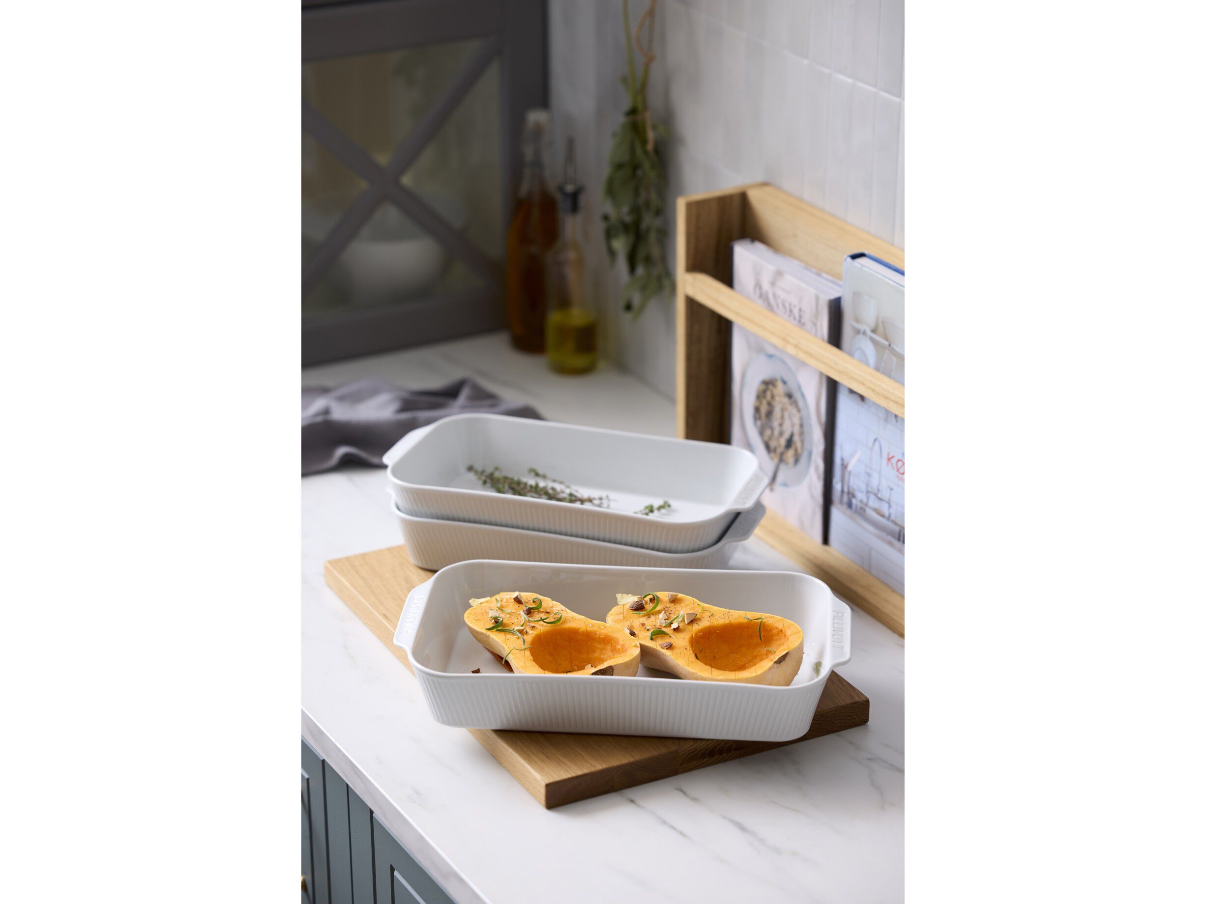 Fat dypt Pliss&eacute; 38 x 21 x 6 cm Hvit