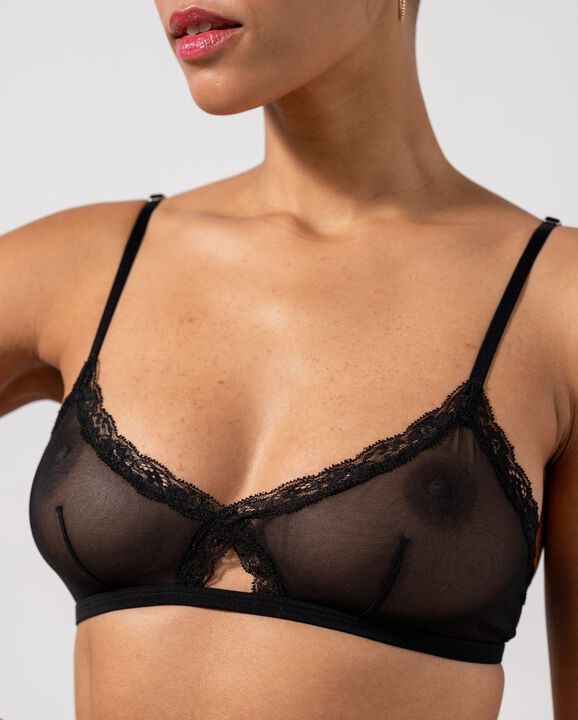Mesh Lace Cut-Out Triangle Bralette