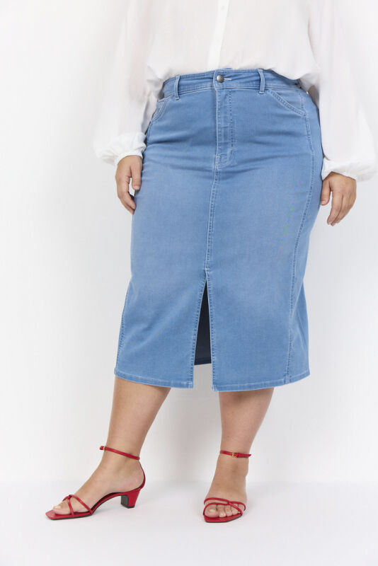 Curvy WA-SUMMER 10 Nederdel Lys denim