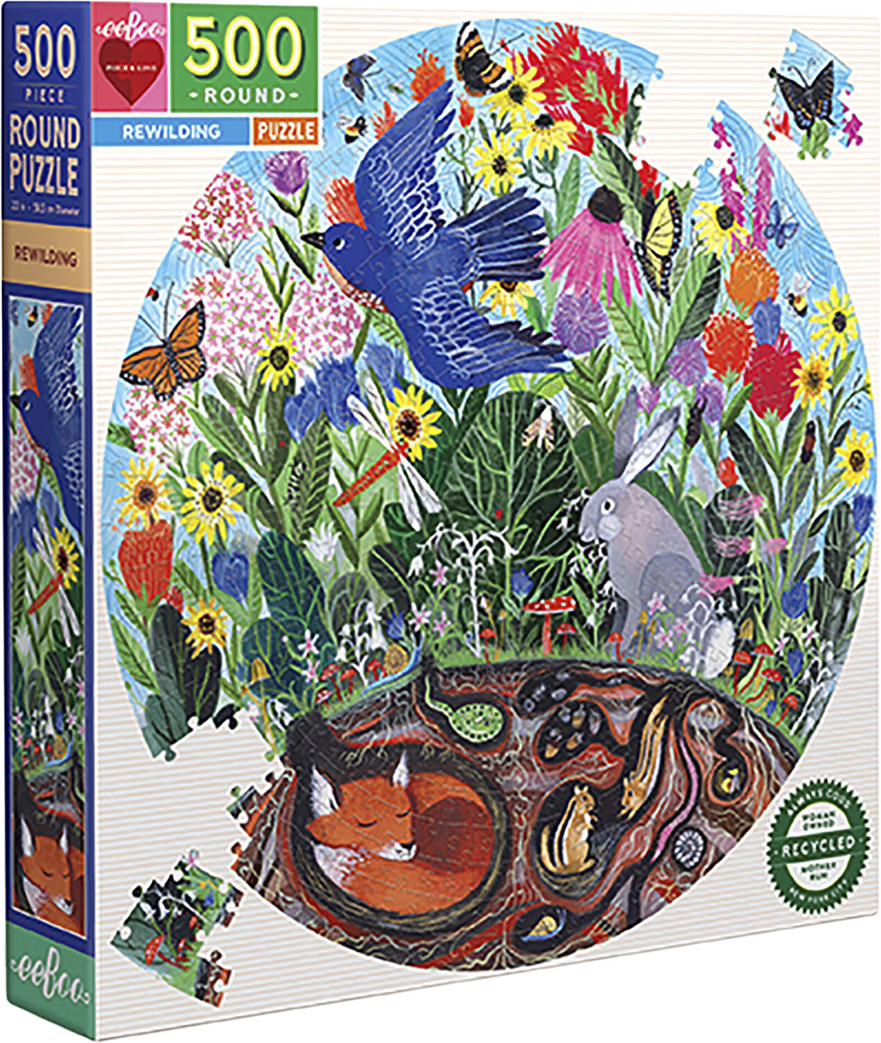 eeBoo - Rundt puslespil 500 brk - Rewilding