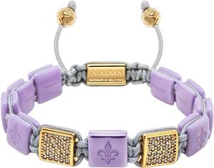 Women's Lavender Ceramic Flatbead Bracelet with Gold CZ