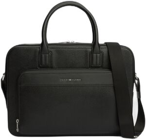 Metal Logo Textured Slim Laptop Bag