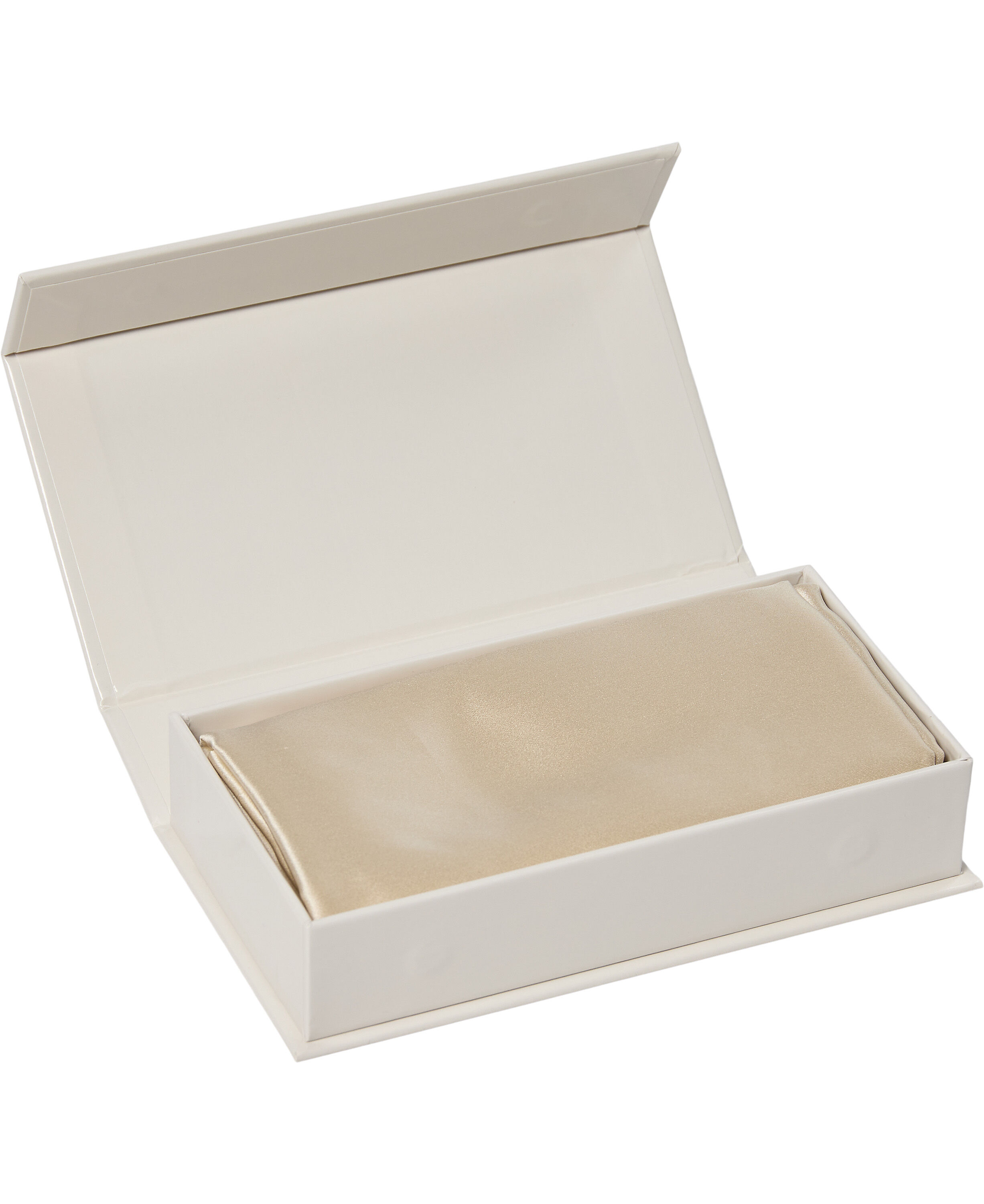 Silke pudebetr&aelig;k med lynl&aring;s, 100 % morb&aelig;rsilke, 60x63 cm, lys beige