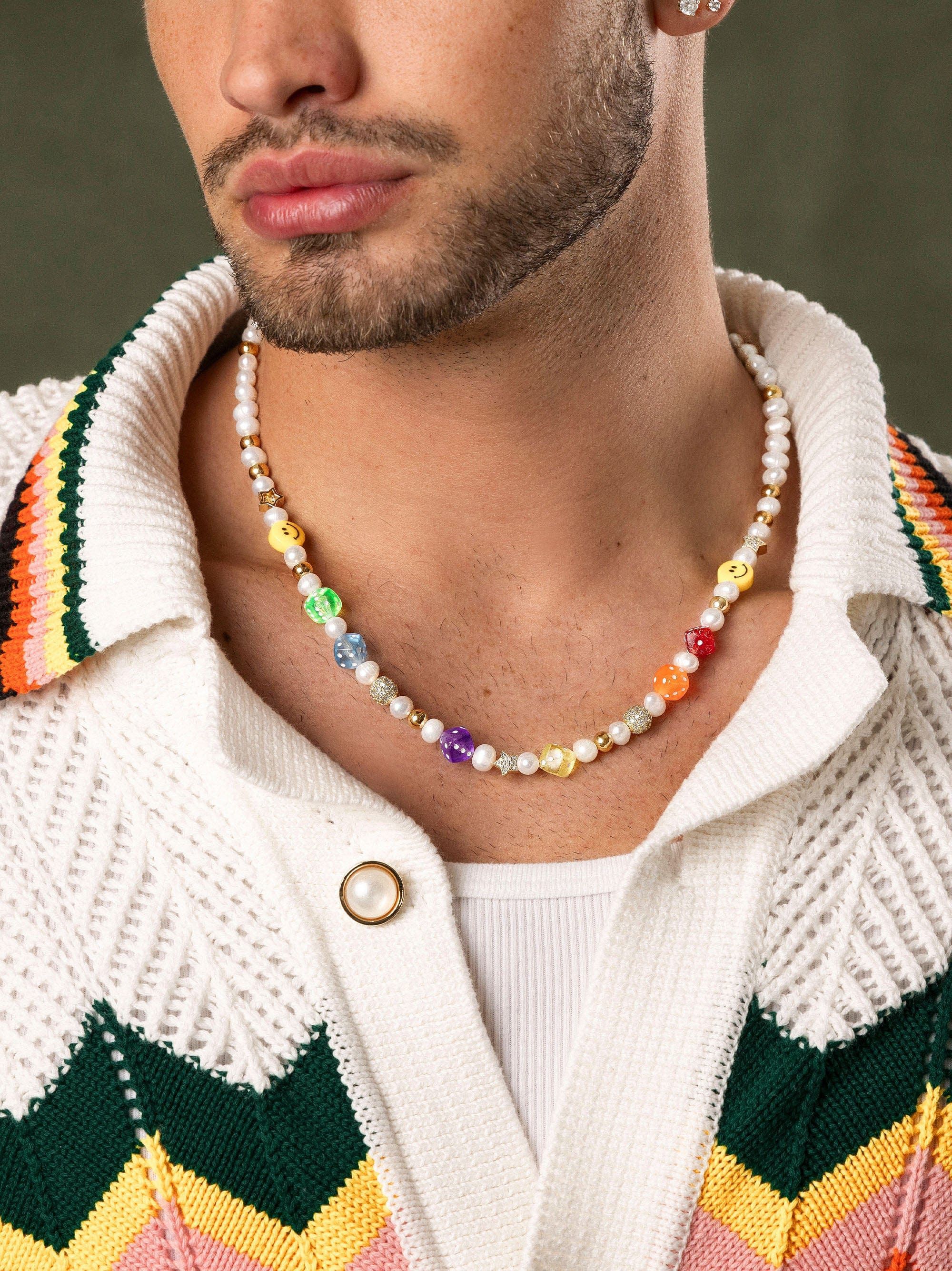 Men's Pair of Dice Pearl Necklace