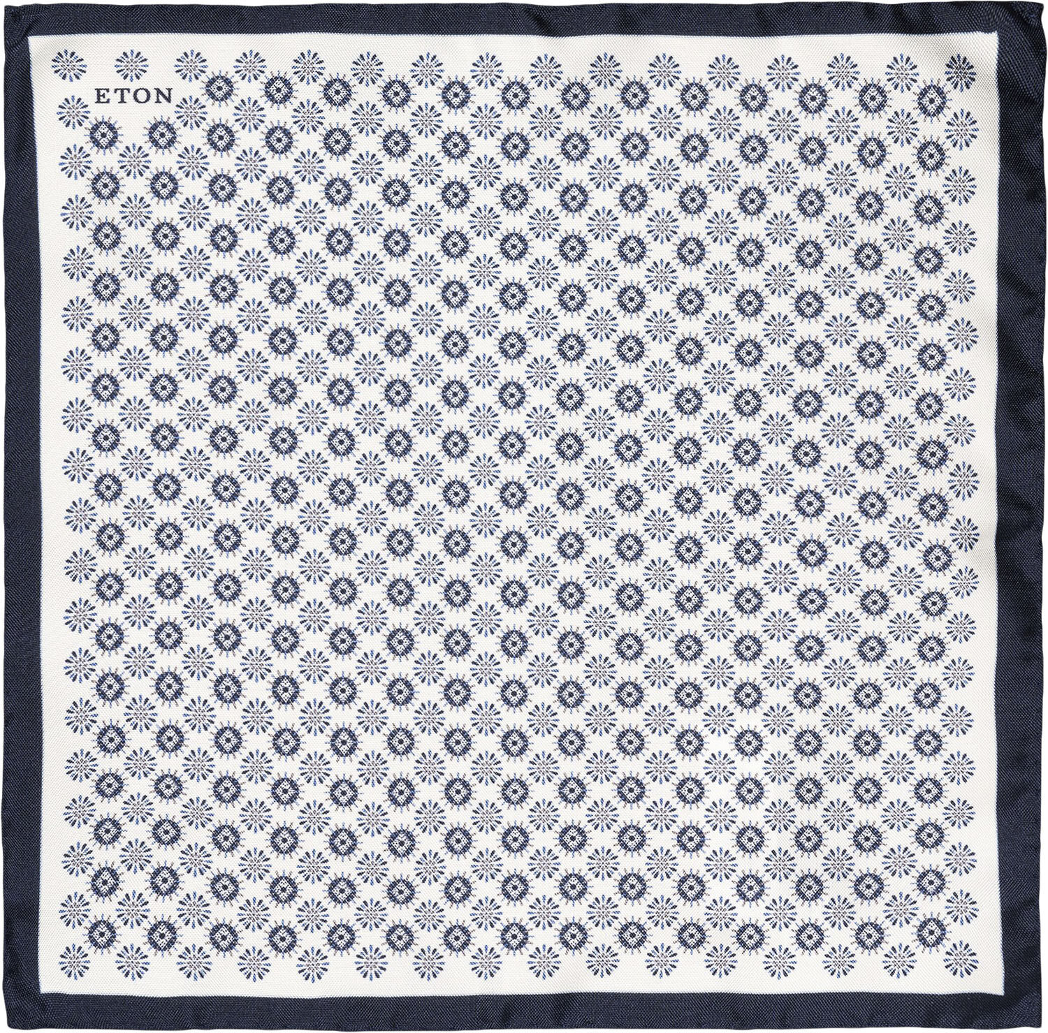 White Geometric Silk Pocket Square