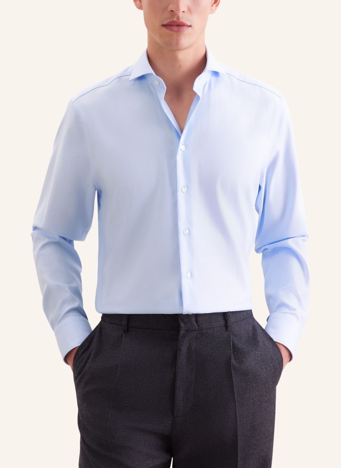 Business shirt Regular 1/1 Shark Collar Herringbone
