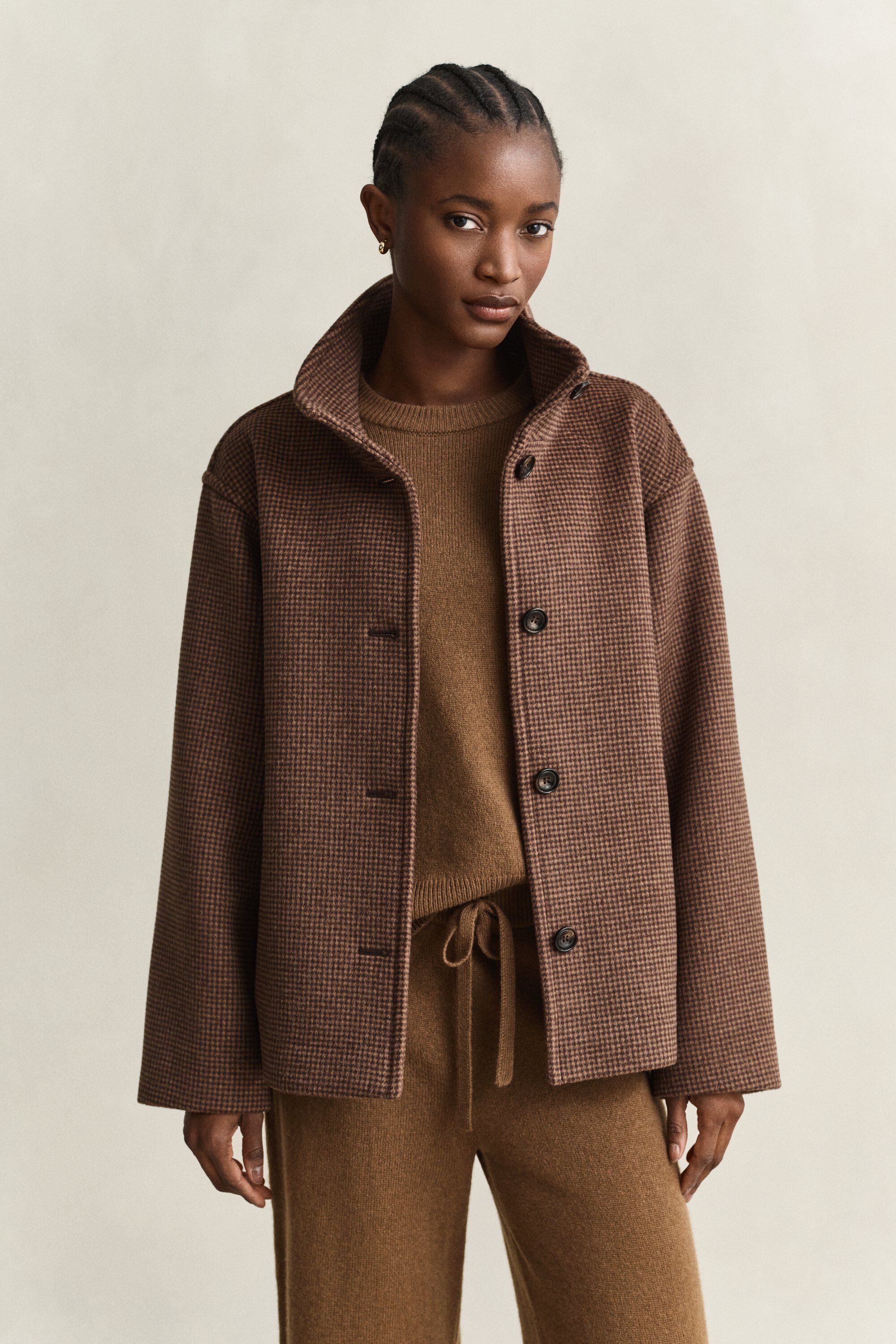 CHECKED WOOL BLEND JACKET