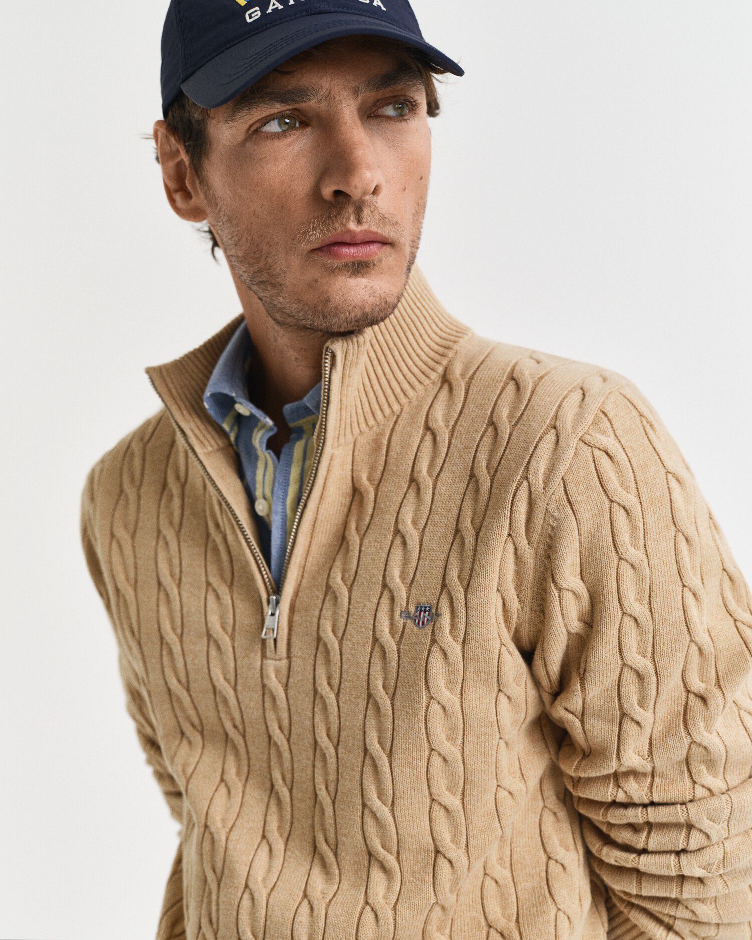 COTTON CABLE HALF ZIP