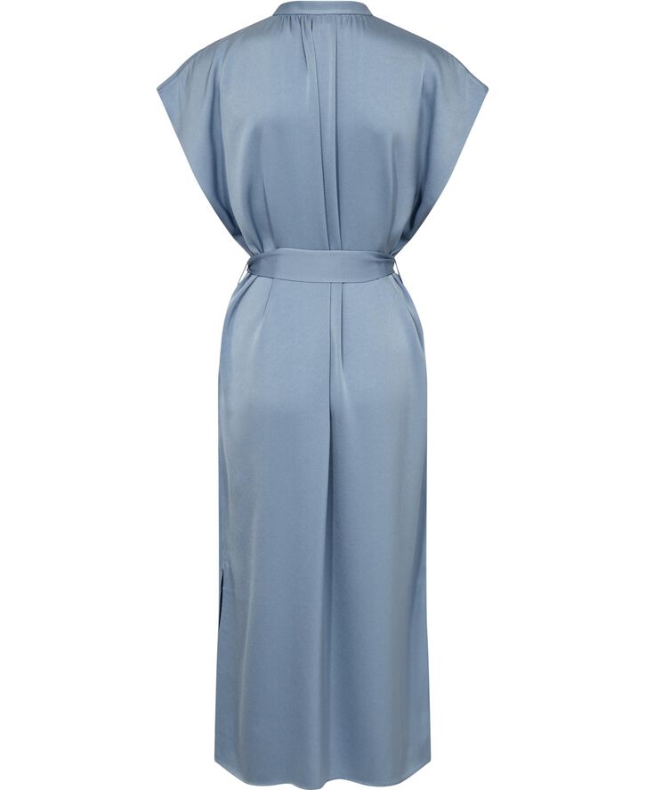 Belted Stand Collar Dress