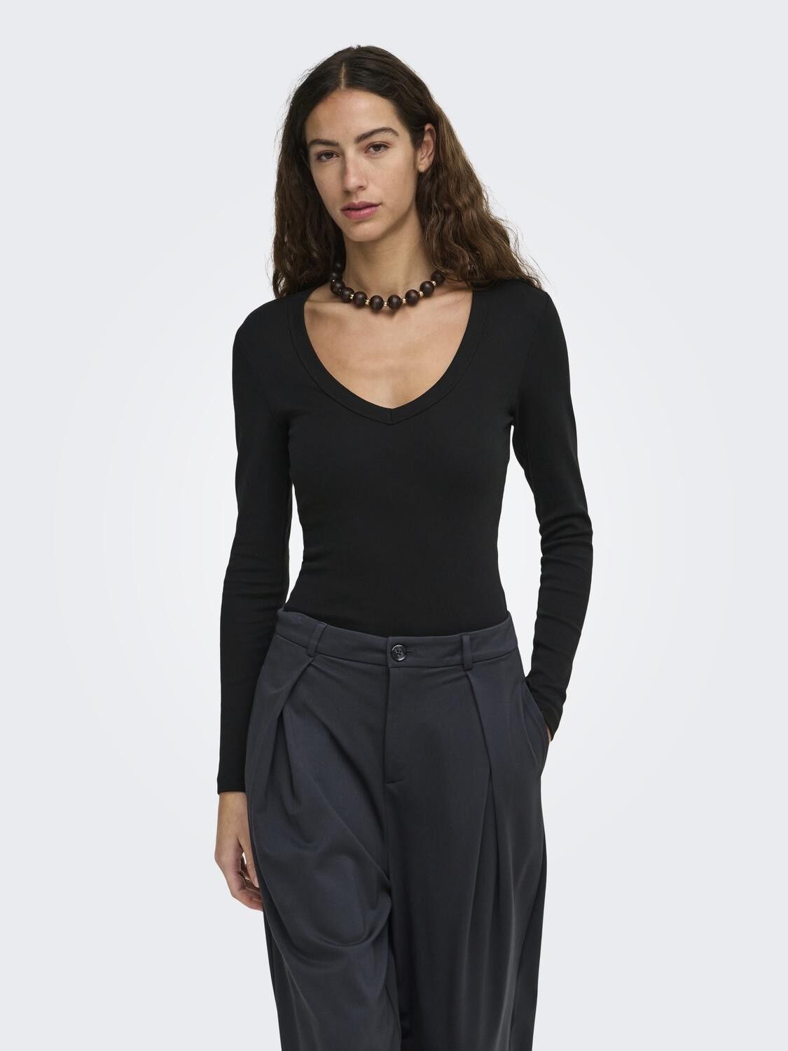 Onlriley L/S V Neck Top Cs Jrs