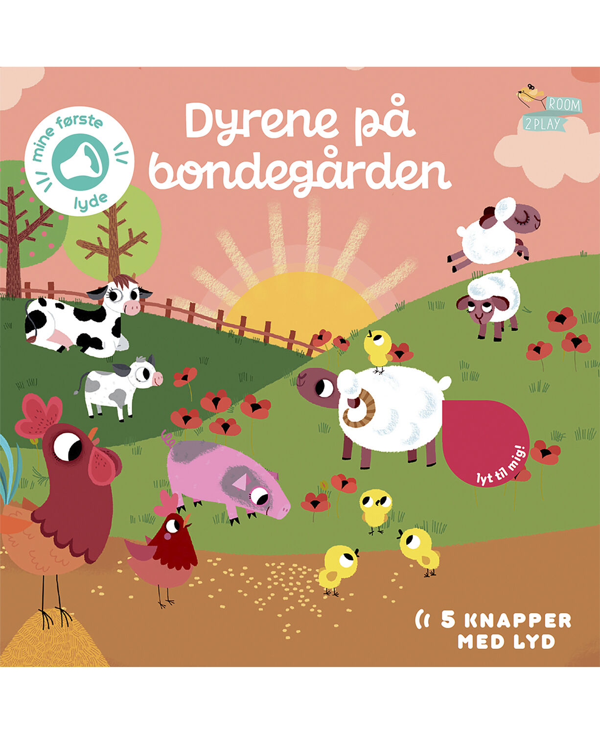 Forlaget ROOM2PLAY - Pegebog med lyd - Dyrene p&aring; bondeg&aring;rden