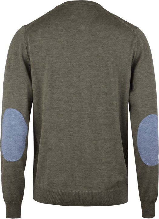 Sweater Knitted Crew Neck With Patch Merino Wool