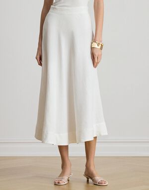 Linen A-Line Midi Skirt