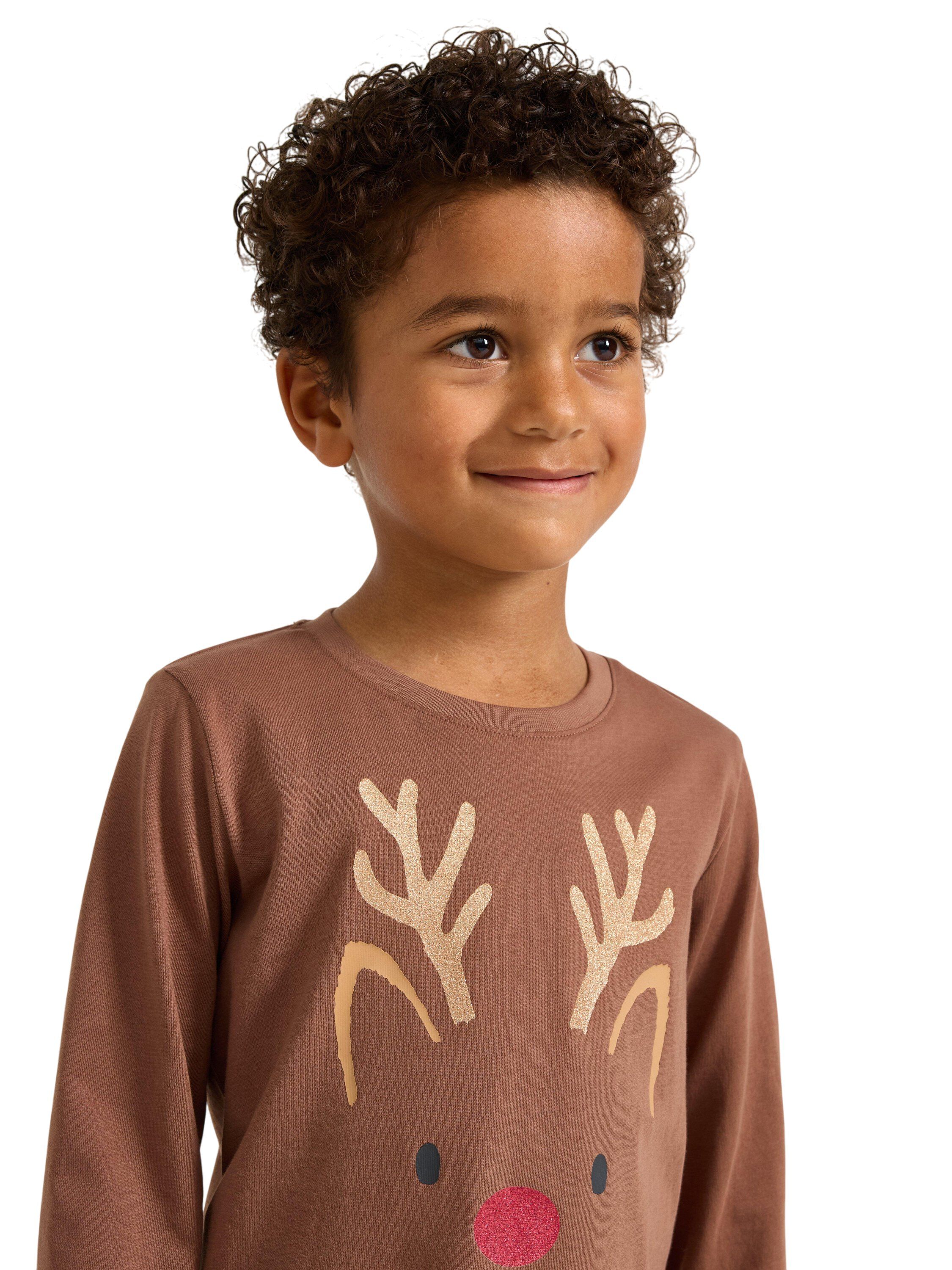 L&aring;ng&auml;rmad trik&aring;topp med renmotiv p&aring;