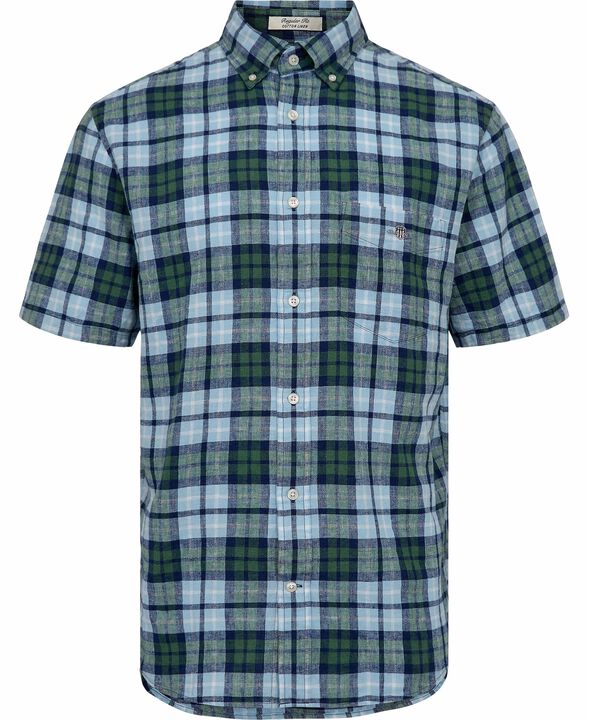 REG COTTON LINEN CHECK SS SHIRT