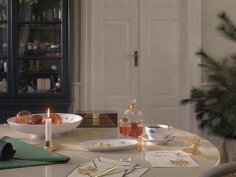 Musselmalet Riflet fad 34 cm