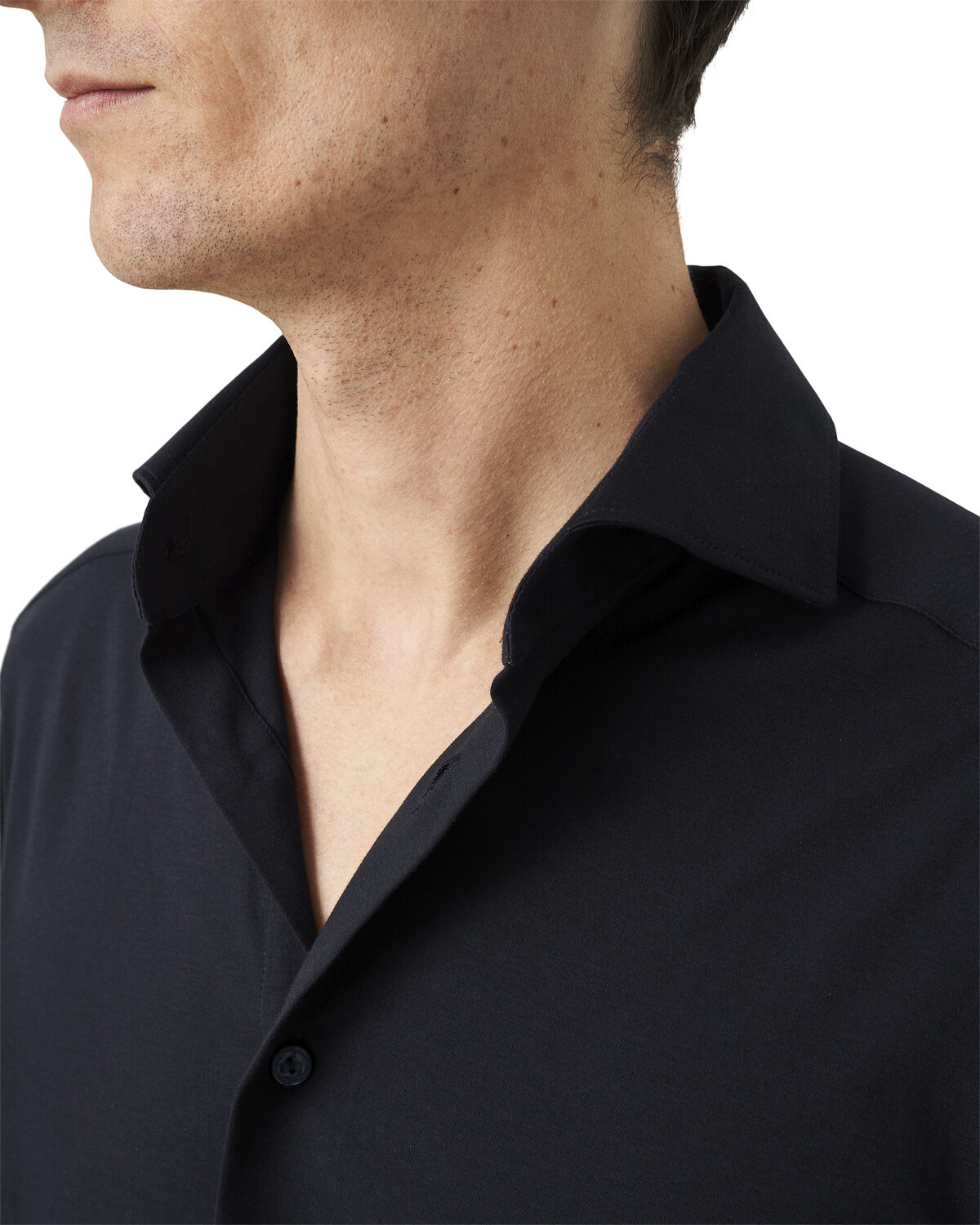 Contemporary Fit Navy Blue Solid Four-Flex Stretch Shirt