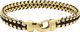 Men's Black Woven 8mm Box Chain Bracelet in Gold