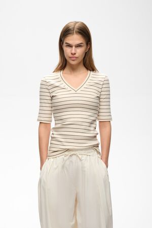 DagnaIW Striped V T-Shirt