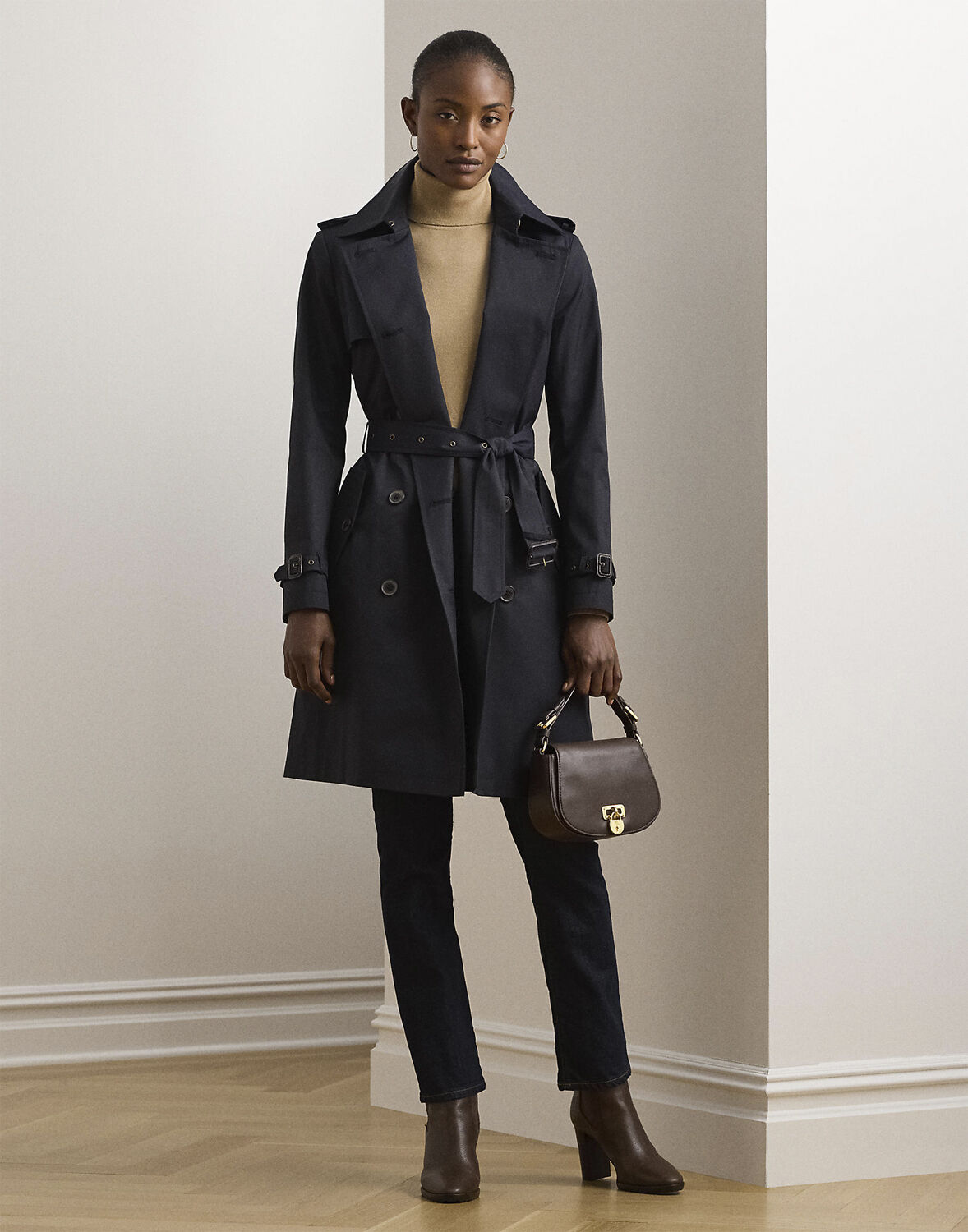 Double-Breasted Cotton-Blend Trench Coat