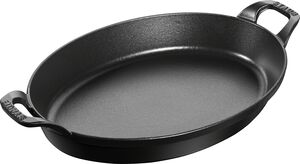 Ovalt fad 32 cm sort støbejern