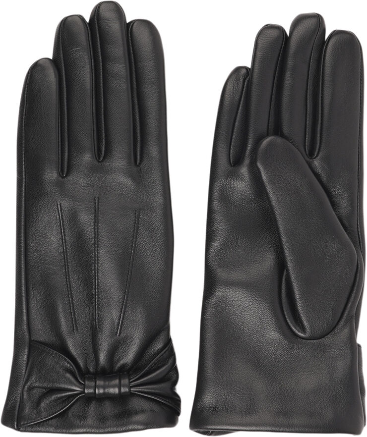 SONDRIO - BOW DETAIL LEATHER GLOVES WITH CASHMERE LINING