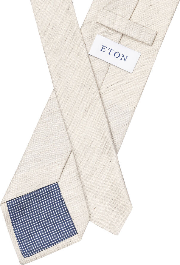 Beige Solid Silk Linen Tie