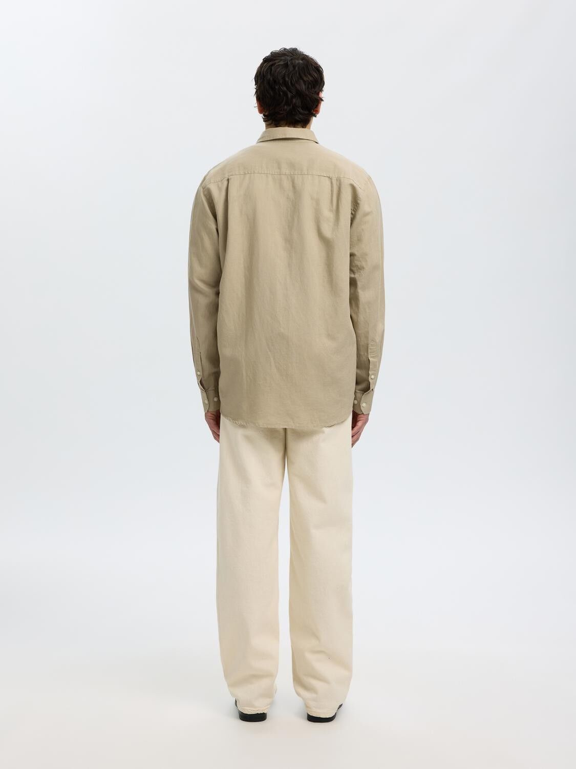 Slhregclay Linenblend Ls Shirt Cla Noos