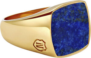 Men's Gold Plated Signet Ring with Blue Lapis
