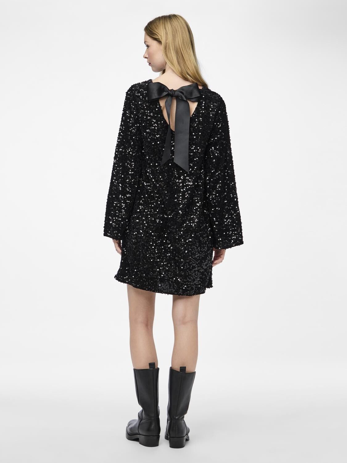 PCKAM LS DEEP BACK BOW DRESS JRS NO