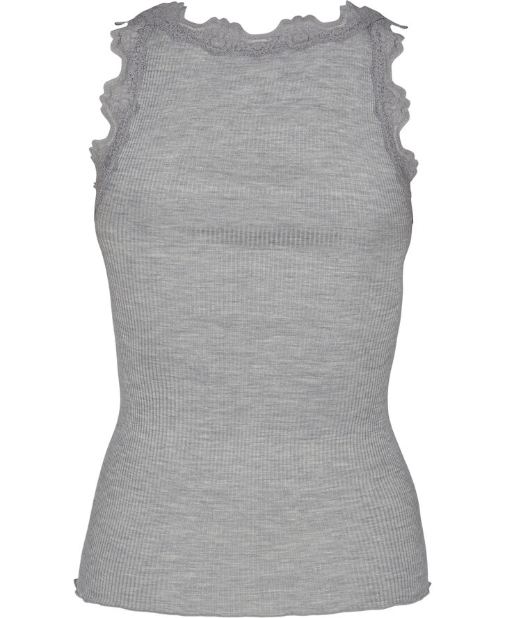 Silk top regular w/vintage lace